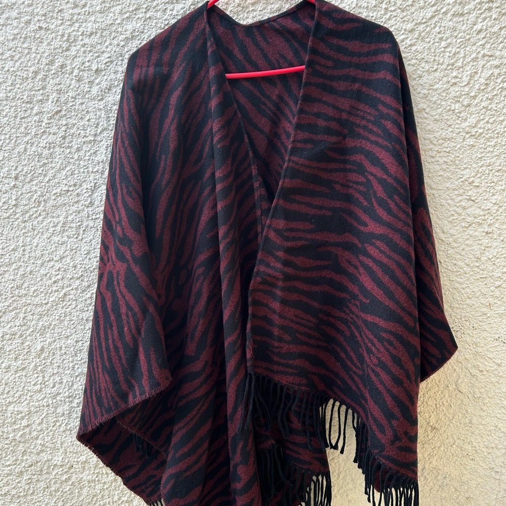 Elegant Black and Red Zebra Print Scarf